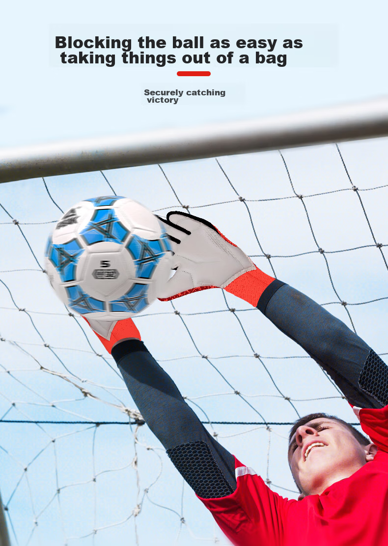 PEAK Goalkeeper Gloves, Natural Latex, Non-Slip, Wear-Resistant, Shock-Absorbing, for Adults And Children, Professional Training Goalie Gloves, White And Black, Size 9 6
