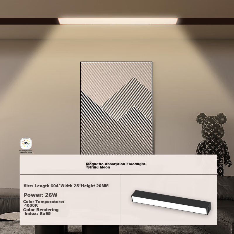 NVC Magnetic Track Light, Recessed LED Spotlight, Living Room Lighting without Main Light, 26W Warm White [Floodlight]