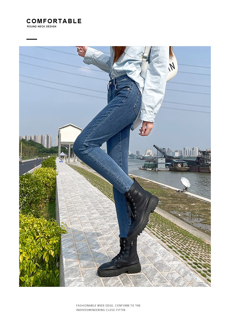 Jeanswest High Waist Women's Jeans 2026 Spring Summer Lightweight Silky Slim Wide Leg Long Pants Denim Blue S 16