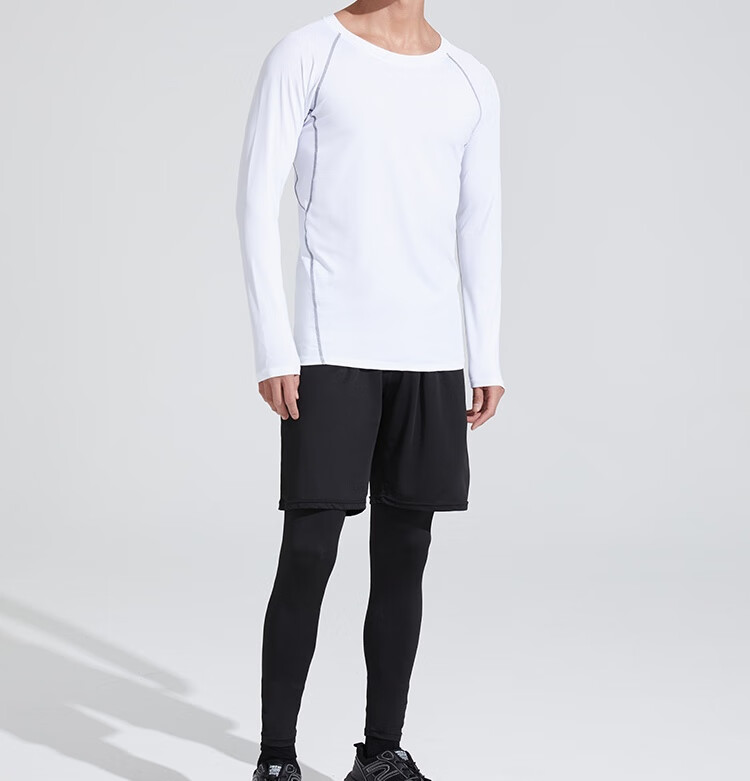 Fandimu Sports Set for Men, Three-Piece Fitness Outfit, Tight-Fitting Shirt for Running, Basketball, Badminton, Quick-Drying Breathable Weight Loss Wear 21
