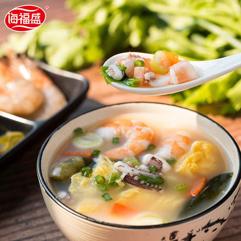 海福盛方便食品速食汤免煮冲泡懒人早餐FD冻干汤芙蓉海鲜汤9g*6杯