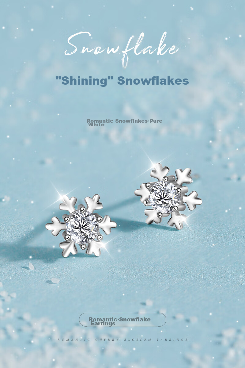 MANHE S925 Silver Stud Earrings for Women, Snowflake Earrings, New Style for 2026, Jewelry Gift for Wife's Birthday, Present for Female Friends 1