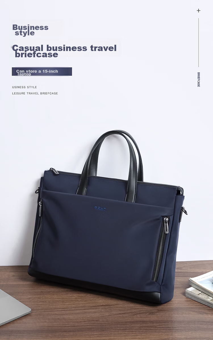 GOLF Business Briefcase, Large Capacity Handbag for Men, Can Hold 15-Inch Laptop, Horizontal Style with Multiple Compartments, Casual Shoulder Crossbody Bag for Men, 5I768305J, Navy Blue 1