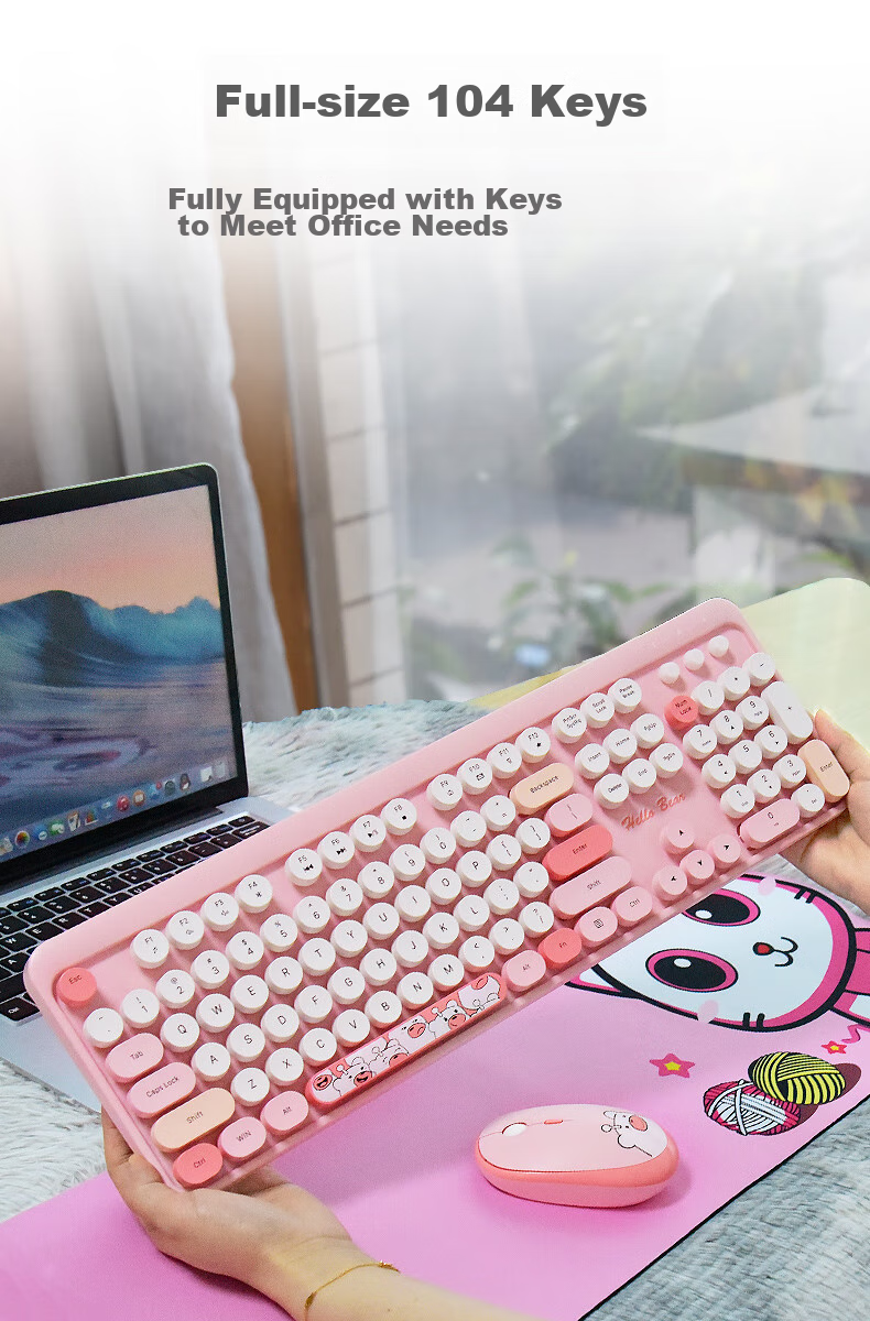 GEEZER Zero Wireless Retro Punk Keyboard And Mouse Set, Office Keyboard And Mouse Set, Mouse, Computer Keyboard, Laptop Keyboard, Beige 5