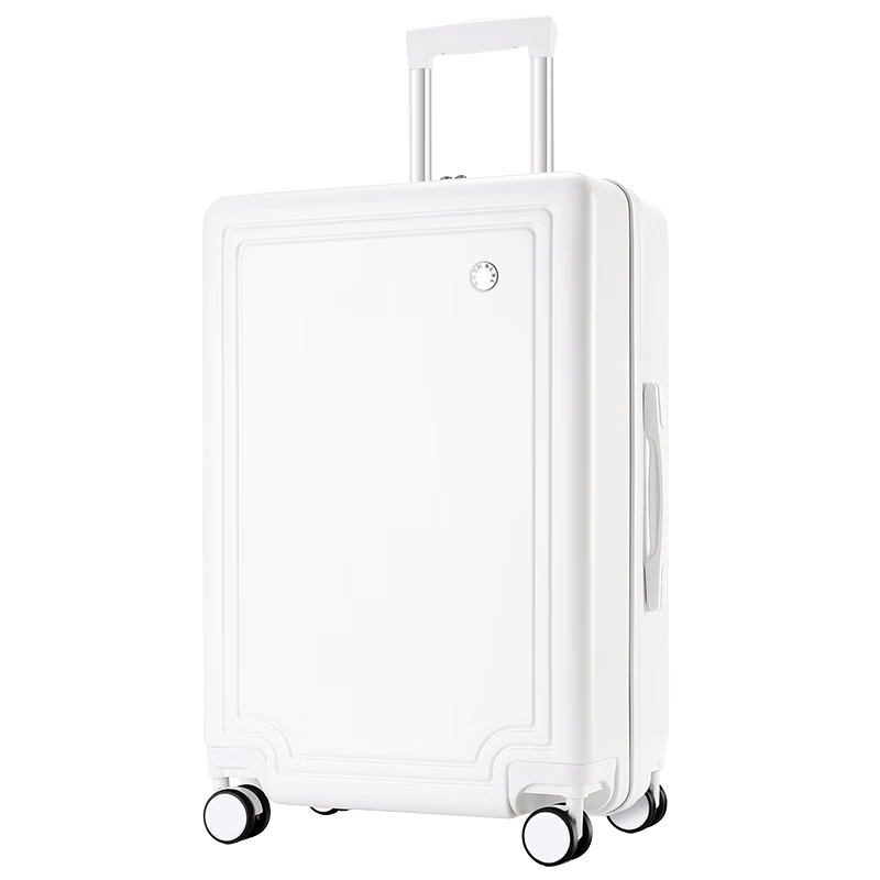 B.L.B.L Luggage, Small Suitcase for Women And Men, Ultra-Light Carry-On Case, Travel Suitcase with Password Lock, Leather Suitcase, 20-Inch, White