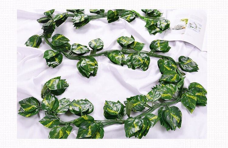 Shengshitaibao Artificial Grape Vine Leaves Plastic Flower Vine Green Plant Hanging Vine Air Conditioning Duct Living Room Decoration, 66 Leaves, 2 Pieces Set 5