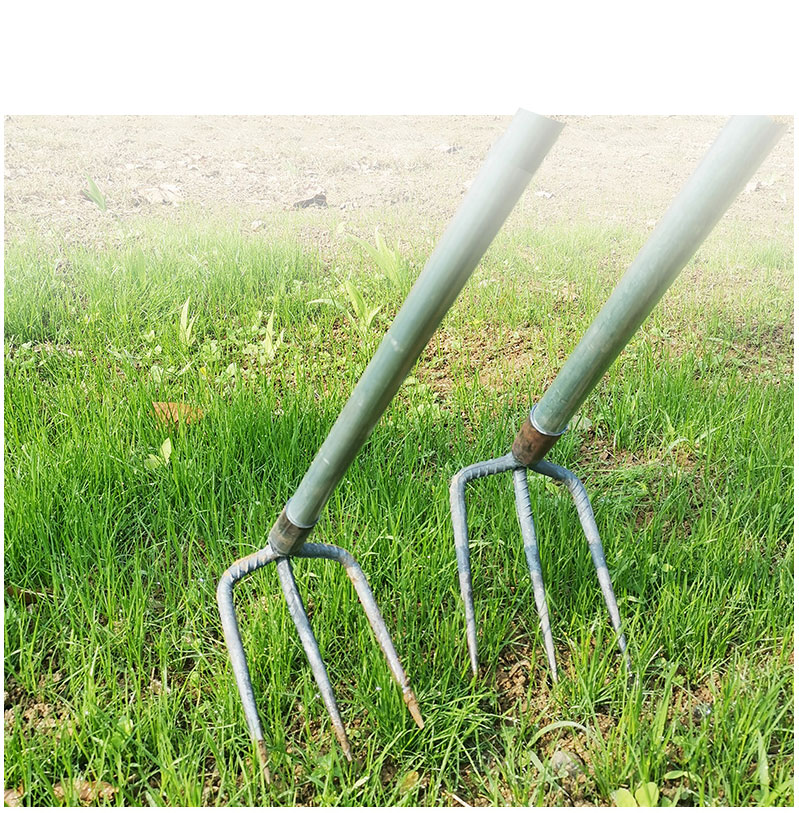 homeglen 农用耙子园艺工具三齿耙翻地搂草松土爬子 大号连体钢耙