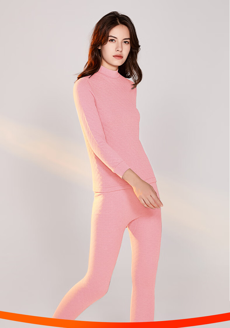Yiershuang [Half Turtleneck Three-Layer Thickened] 100% Pure Cotton Thermal Underwear for Men And Women, Autumn Top And Bottom Set, Fall/winter 25