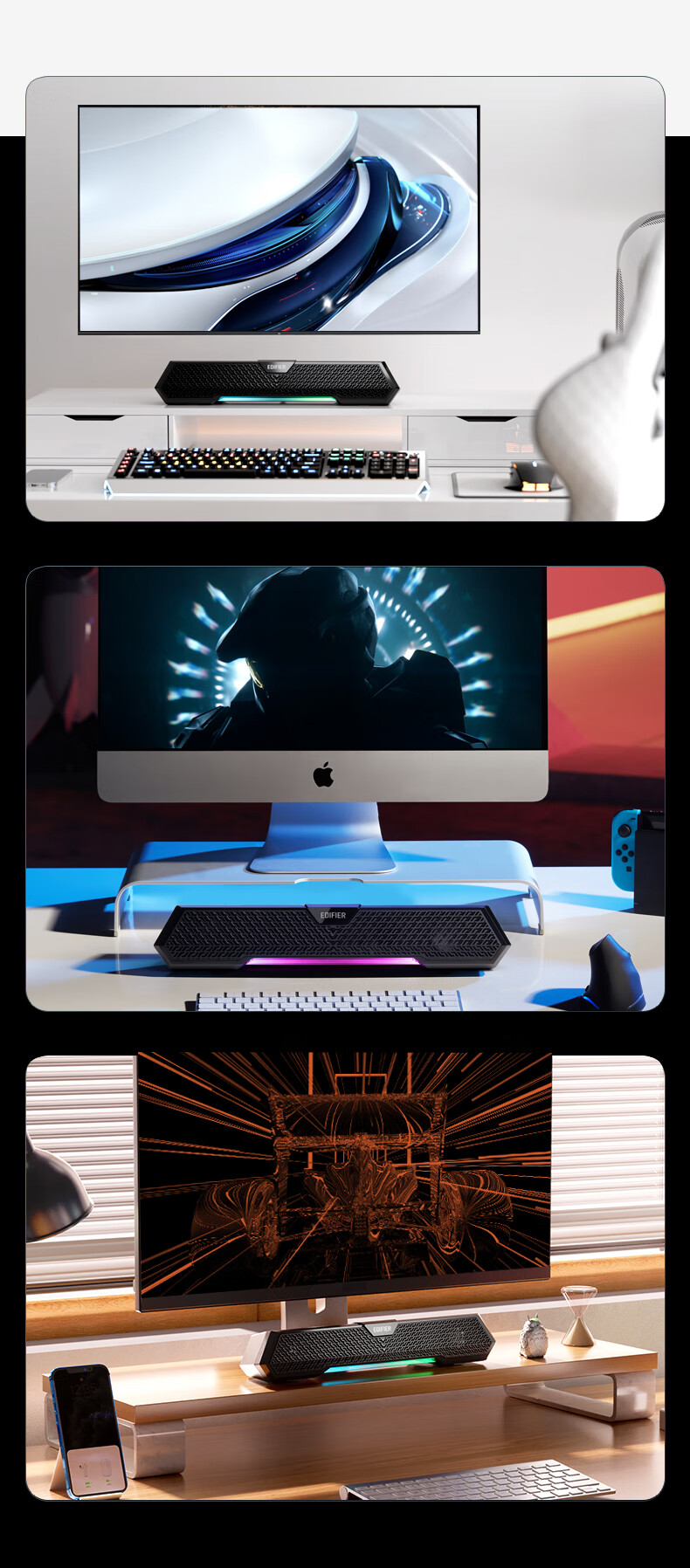 EDIFIER M25 All-In Computer Speakers, Home Desktop Laptop Speakers with RGB Floating Light Effects, High-Fidelity Sound, Black 14