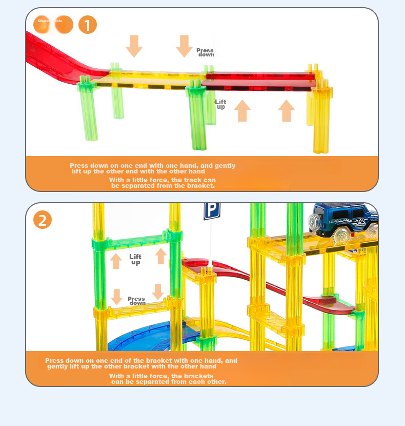 MAGPLAYER Children's Toy, Colorful Window Magnetic Tiles, Magnetic Building Blocks, Traffic Track Car Toys, Gift for Boys Aged 3-6, 82 Pieces 14