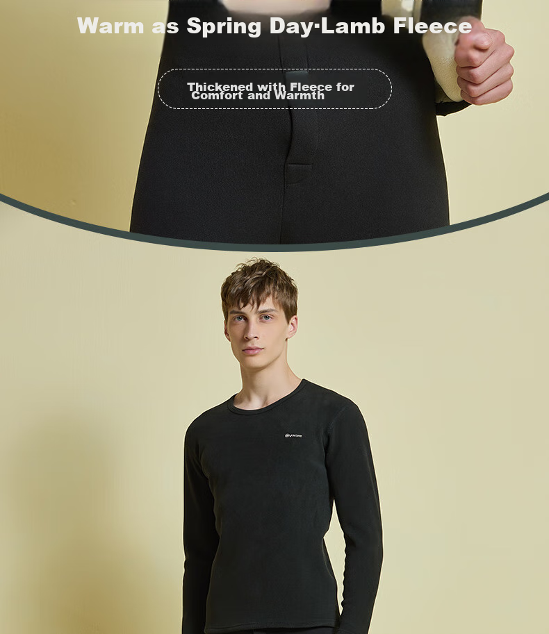 LangSha Thermal Underwear for Men, Fleece-Lined Thickened Top, Single Piece Autumn And Winter Inner Wear, Slim-Fit Cotton Sweater, Fleece-Lined Base Layer 3