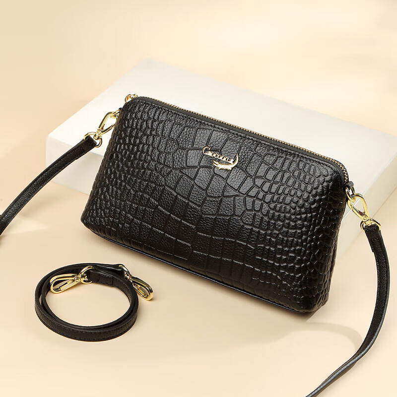 CROCODILE Goddess Day Women's Top-Grain Leather Crocodile Pattern Shoulder Bag, Casual Crossbody Underarm Handbag Gift