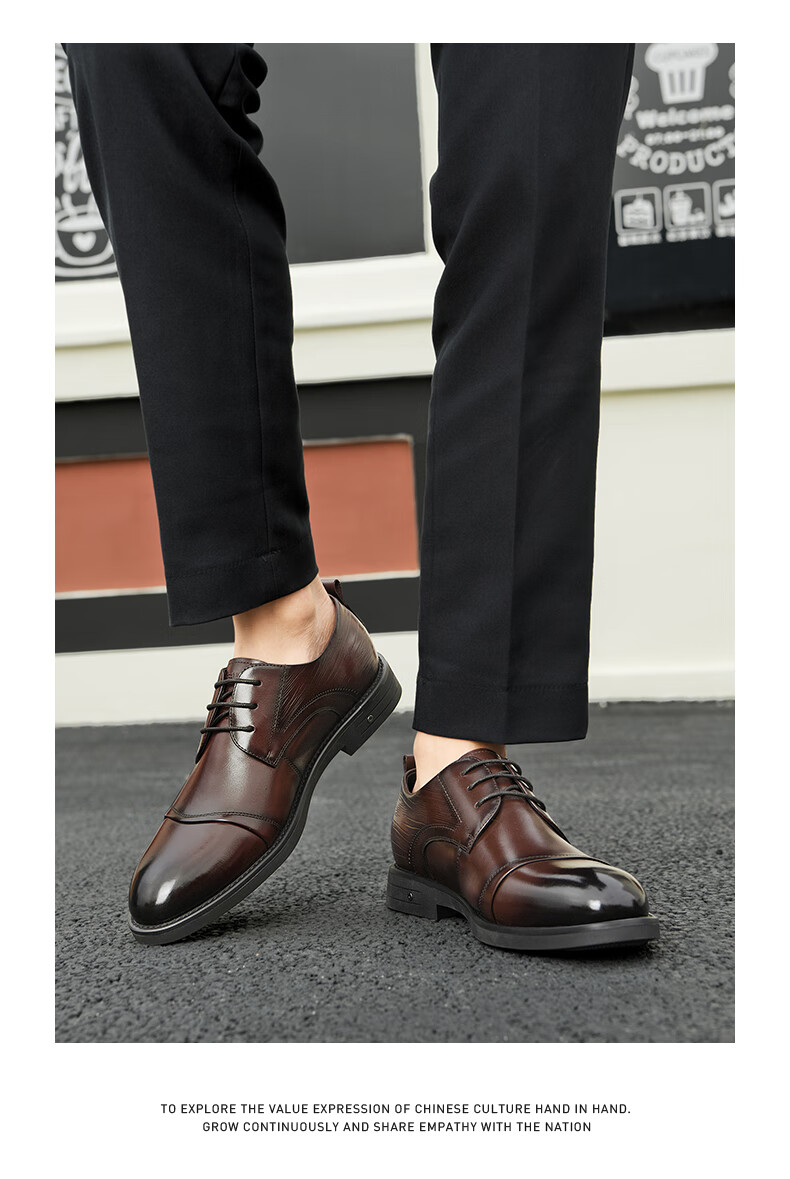 HLA Business Casual Men's Breathable Leather Derby Dress Shoes HAAPXM1EBA068 Black Size 38 10