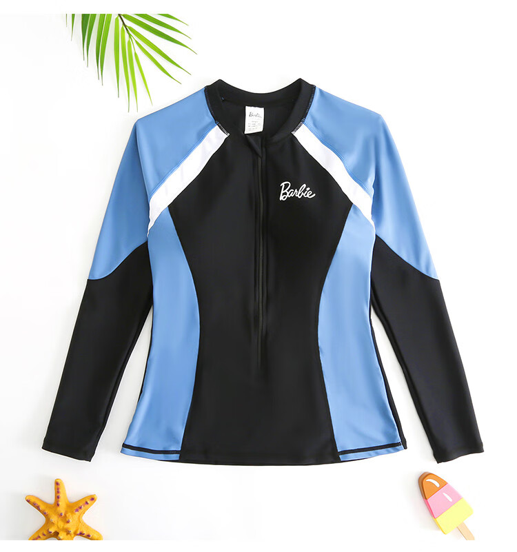 Barbie Sun Protection Two-Piece Swimsuit for Women, Long-Sleeve And Long Pants Professional Conservative Diving Suit Slimming Beach Swimwear 20