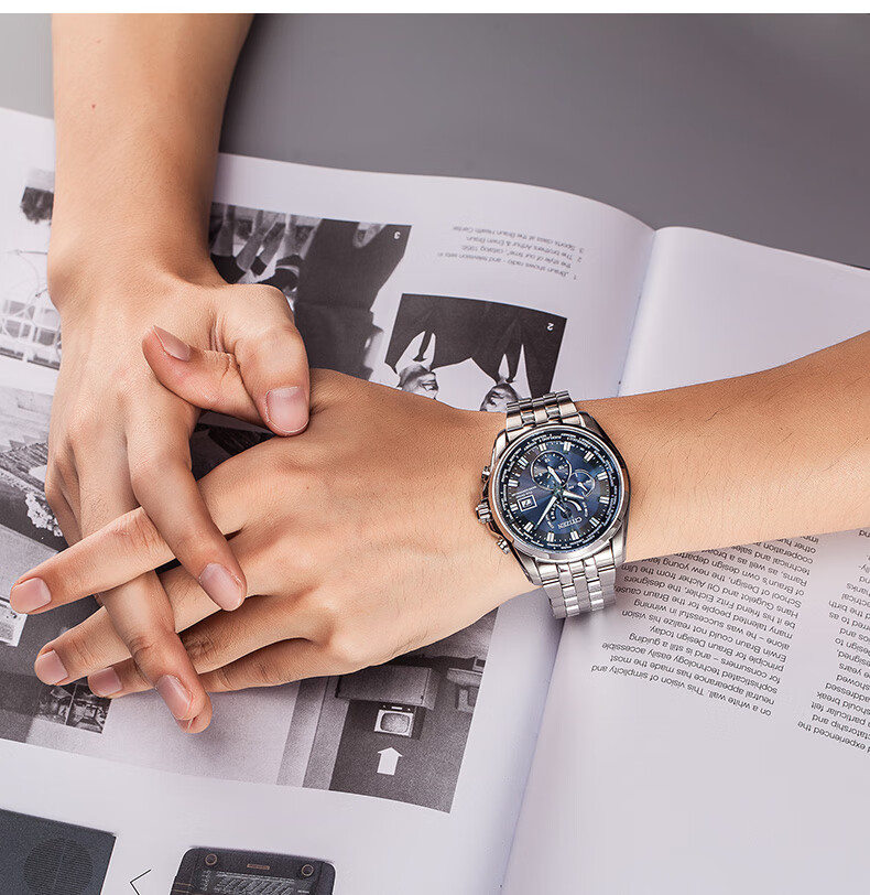 CITIZEN Watch for Men, Japanese And Korean Style, Eagle in The Sky, Eco-Drive, Radio-Controlled Steel Band, Black Dial, Gift for Boyfriend, AT9127-80E 12