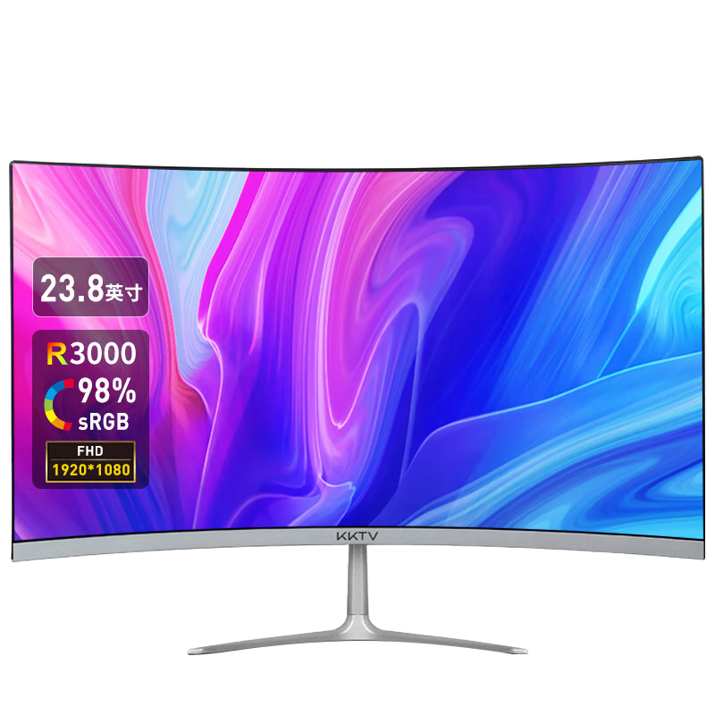 KKTV 23.8-inch Curved Monitor 100Hz Refresh Rate Minimalist White Wall-Mountable Slim Bezel Low Blue Light Home Office HD Display K24QB