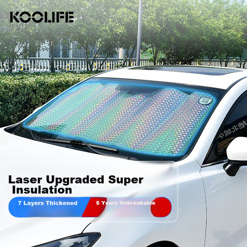 Автомобильный солнцезащитный козырек KOOLIFE Laser Edition, защита от солнца и тепла, универсальный, 130x60 см