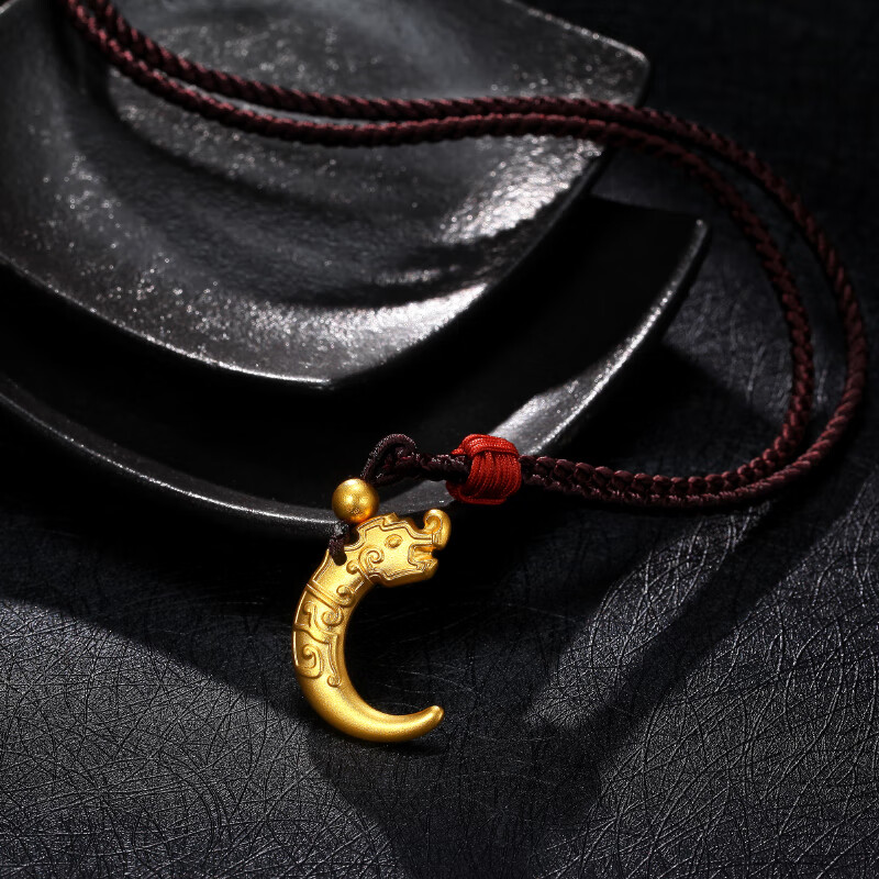 潮宏基 chj jewellery 古法狼牙坠 足金黄金吊坠项链男款 计价 xqg30