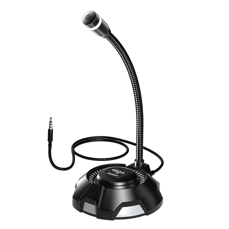 Aigo K1 Computer Microphone for Laptop And Desktop, Audio Pickup for Online Classes, Video Conferences, Live Streaming, E-Sports Gaming, Voice Recording, Wired Condenser Microphone with 3.5mm Jack And Speaker