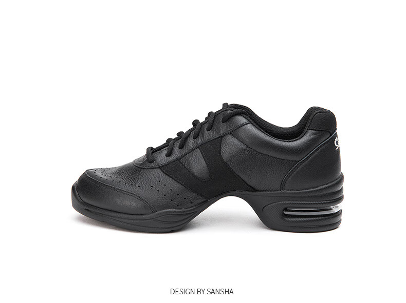 Sansha Modern Dance Shoes for Women, Jazz Soft-Soled Breathable Leather Square Dance Shoes H166LPI Black Size 39 8
