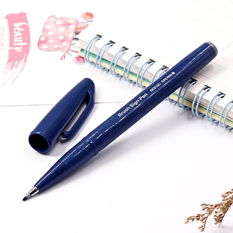 Pentel Colored Soft-Tip Gel Pen, Elastic Tip Water-Based Pen Touch, for Journaling, Letters, And Cards, SES15C Winter Night Blue