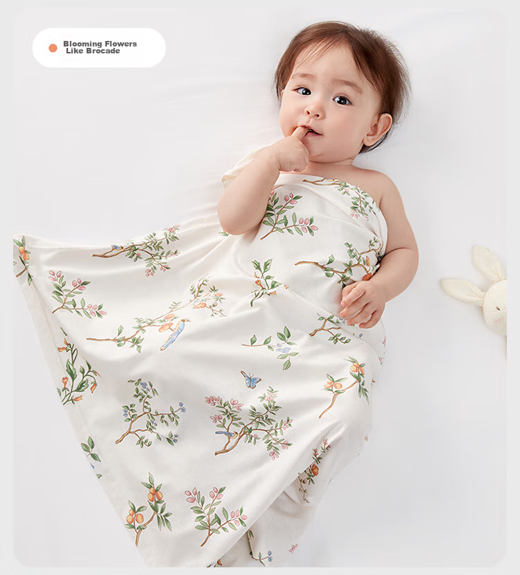 PurCotton Baby Swaddle, Antibacterial Knitted Blanket, Pure Cotton Newborn Wrap, Air Conditioning Cover, Fairy Tale Tree House Design, 90×90cm 20