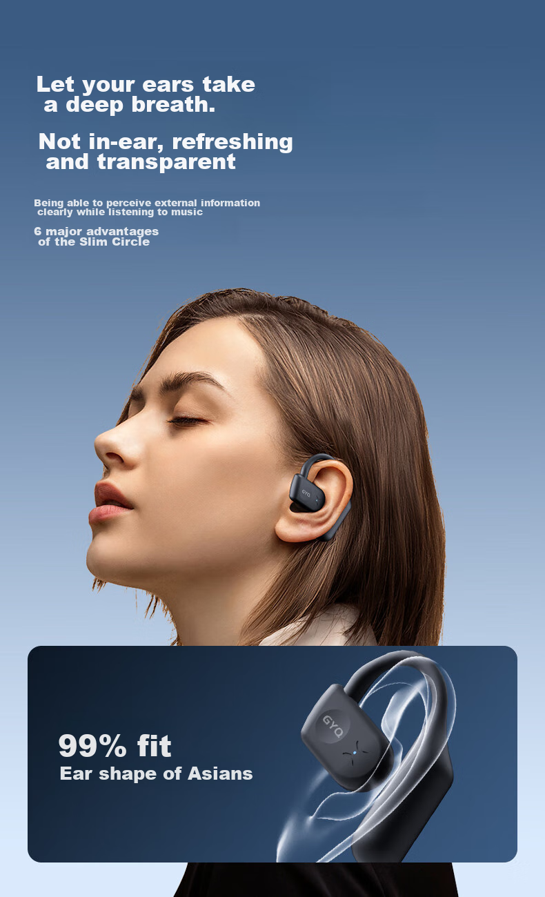 Guiyin [2026 New Model] Bluetooth Earphones, Over-Ear Wireless Non-Bone Conduction Clip-On Sports Running Music Noise-Cancelling + Ultra-Long Battery Life, Comfortable for Ears, No Pain, Invoice Available 4