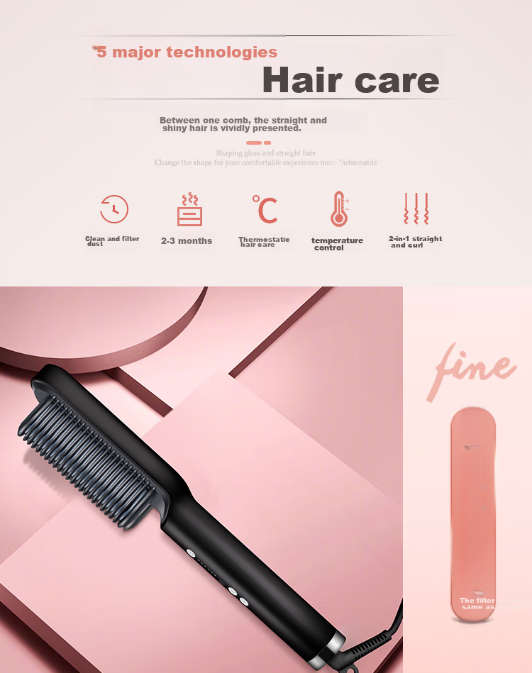 Jindao Hair Straightening Brush with Inner Curling Iron for High Crown Volume, Straightening Iron to Improve Frizz, 30s Quick Heating Constant Temperature Hair Protection KD380 Black Portable National Day Gift Birthday Present 9