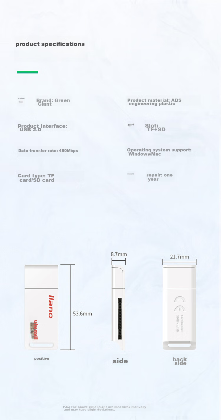 Llano Card Reader, Multi-Function SD/TF Card Reader, Multifunctional Camera And Phone Card Reader, Micro SD Card Reader, Two-I 10