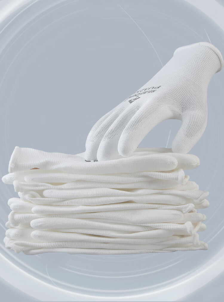Xinyuechanghui PU Coated Gloves, 12 Pairs/pack, Nylon Work Gloves, Non-Slip Wear-Resistant Protective Dipped Gloves, White M Size, PU508 3