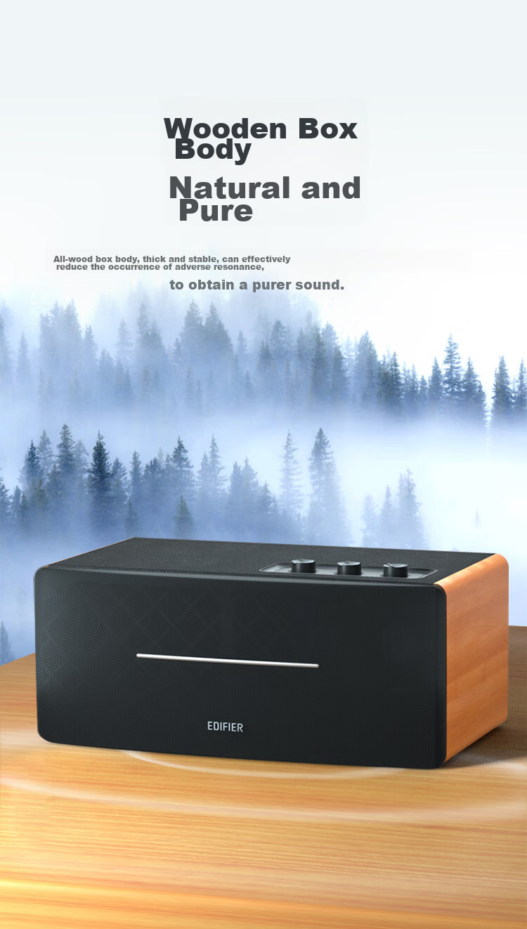 EDIFIER D12 2.0 Channel, Integrated Desktop Stereo Speaker, Wooden Computer Speakers, Bluetooth Speaker, Graduation Gift 4
