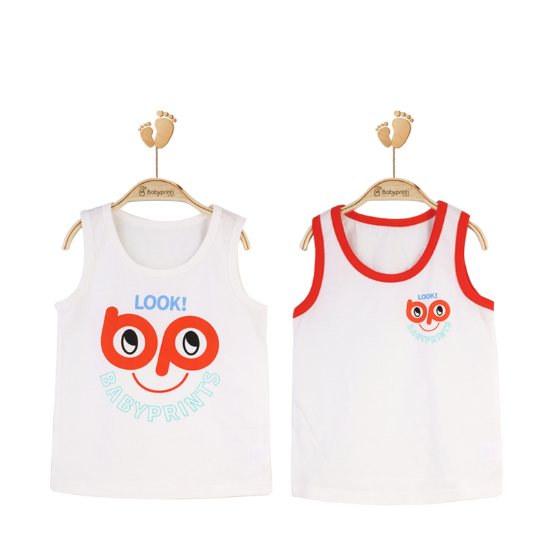 Babyprints Children's Tank Top Boys' T-Shirt Summer Sleeveless Undershirt Little Boy's Top Pure Cotton 2-Piece Set Red 150