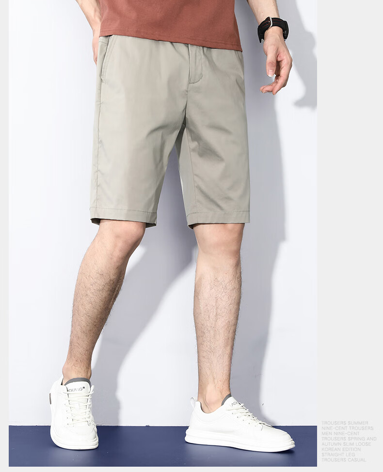 ROMON Men's Shorts, Summer, Large Size, Cotton, Elastic, Breathable, Casual Five-Point Shorts, Men's Clothing, CC2113, Black, Size 31 2