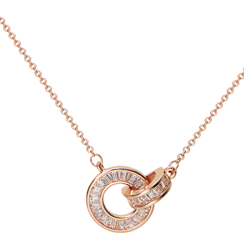 AJIDOU Necklace, Rose Gold Roman Round Ring, Vintage Elegant Gift for Girlfriend, Rose Gold Necklace, Mid-Autumn Festival
