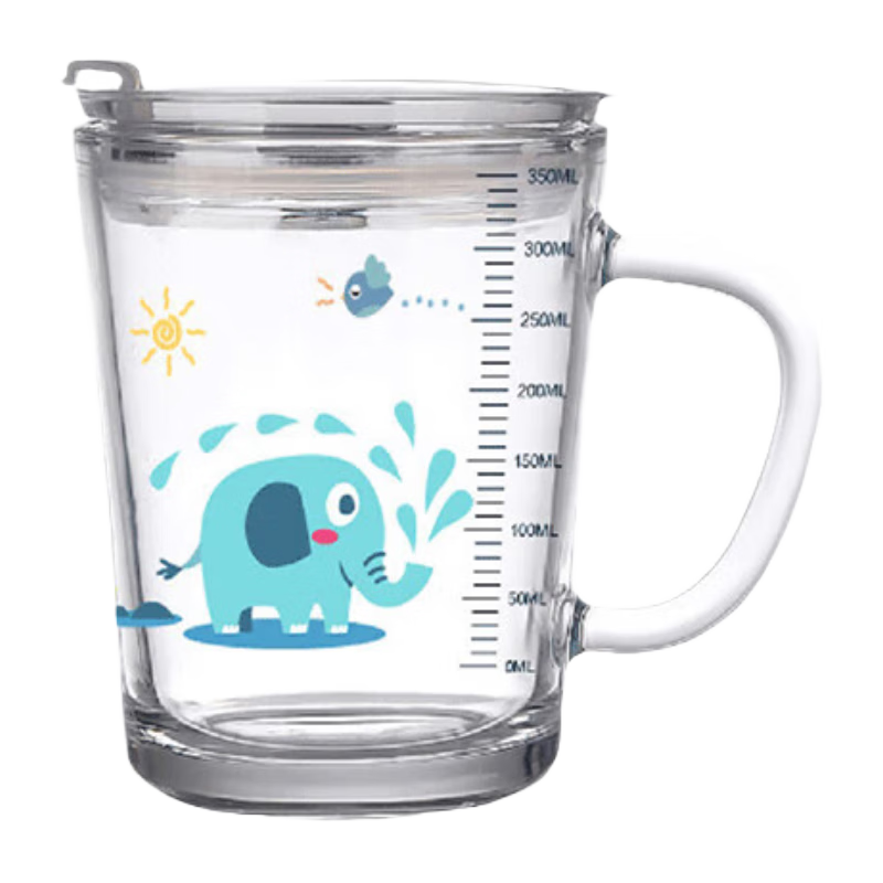Btif Home Water Cup for Children, Milk Cup with Straw, Glass Cup with Scale, for Mixing Milk Powder, Baby's Drinking Cup