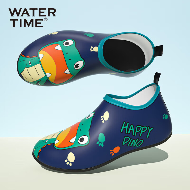 WATERTIME / Shuichuan Beach Shoes for Children, Boys And Girls, Diving, Beach Combing, Wading, Stream Tracing, Non-Slip, Cut-Resistant Shoes, Green Dinosaur