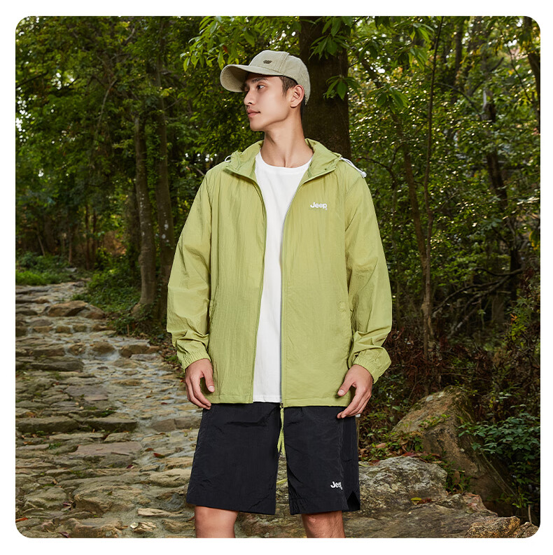JEEP Sun Protection Jacket, Summer Breathable, for Men And Women Couples, Ice Silk Outdoor Sports Skin Coat, Pure Black, 3XL 23