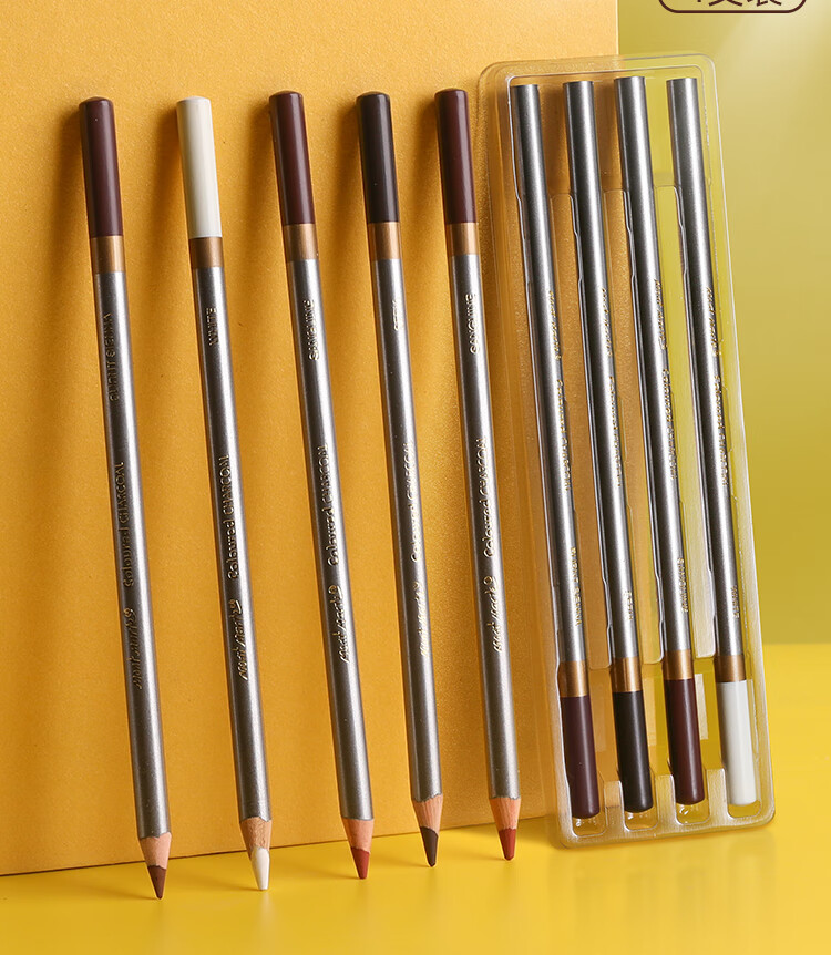 Mont Marte Charcoal Pencils 4 Pieces, Sketch Pencils, Colored Charcoal Pencils, Drawing Pencils for Art, Student Sketching, Quick Drawing, Live Drawing Set MPN0085 Art Live Drawing 3