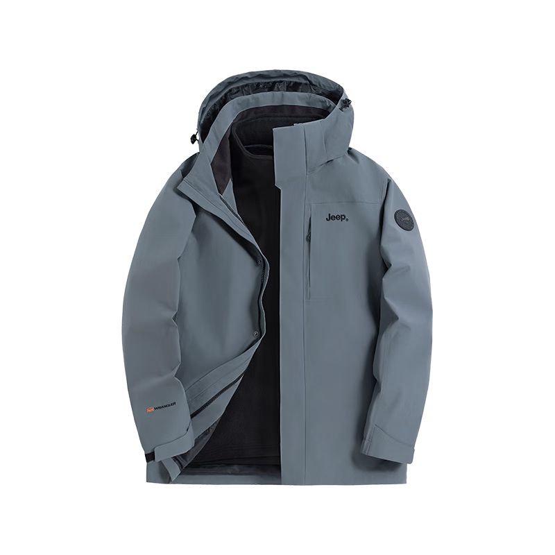 JEEP 3-in-1 Fleece Lined Softshell Jacket for Men and Women Outdoor Hiking Urban Commuting Nomad Gray 2XL