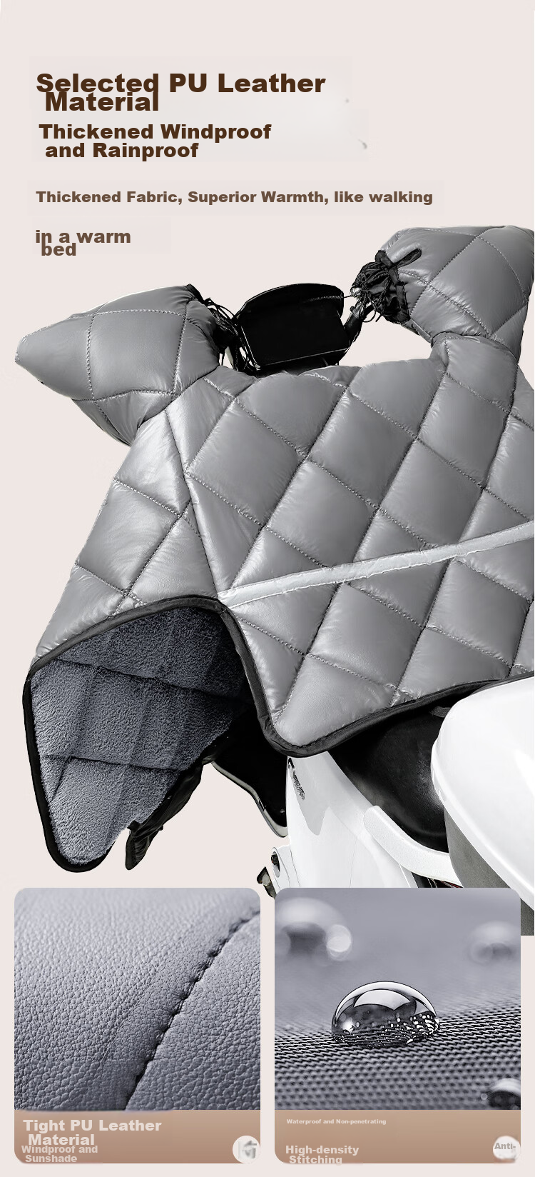 JD Original Electric Scooter Windshield Cover, Thickened Waterproof Battery Car Spring And Autumn Windproof Warm Widened Side Wing PU Leather 5