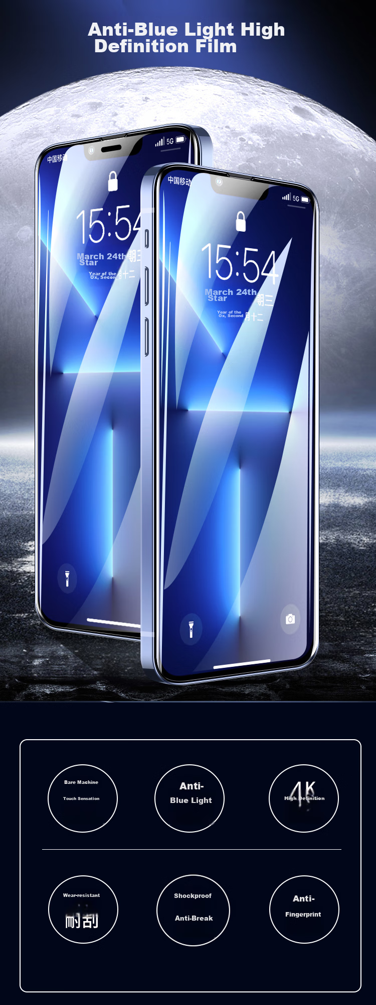 MAIKUQI Tempered Glass Screen Protector for Apple IPhone 16 Pro Max, Full Coverage HD Anti-Fingerprint Glass Film - 2 Pack 1