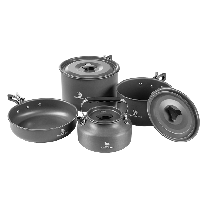 CAMELJEANS Outdoor Cookware Portable Pot Set, Camping Cooking Equipment, Portable Stove, Kettle, Camping Utensils, Outdoor Cooking Pot, Kitchenware