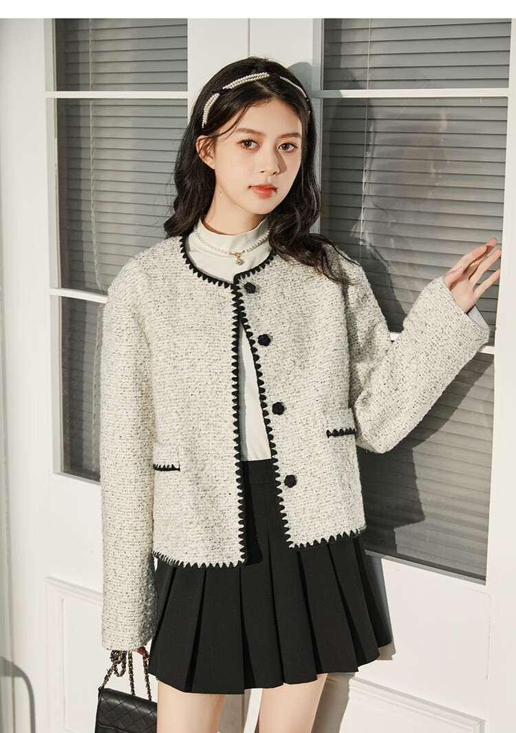 TonLion 2023 Women's Short Chanel-Style Jacket French Elegant Chic Top Black S 10