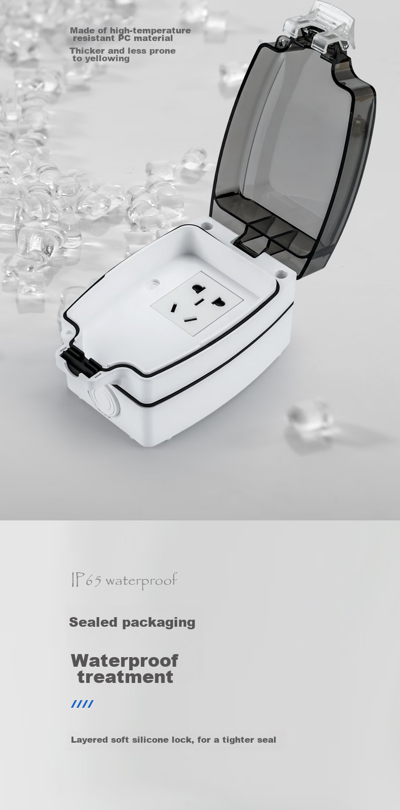 Xiya Smart Toilet Socket, Water Heater Bathroom Leakage Protection Plug, Waterproof Box, Surface-Mounted Outdoor Splash-Proof Box 9