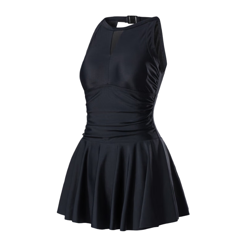 Hosa One-Piece Swimsuit for Women, Conservative And Sexy, Suitable for Hot Springs, Casual And Simple Swimwear, Black, XXL