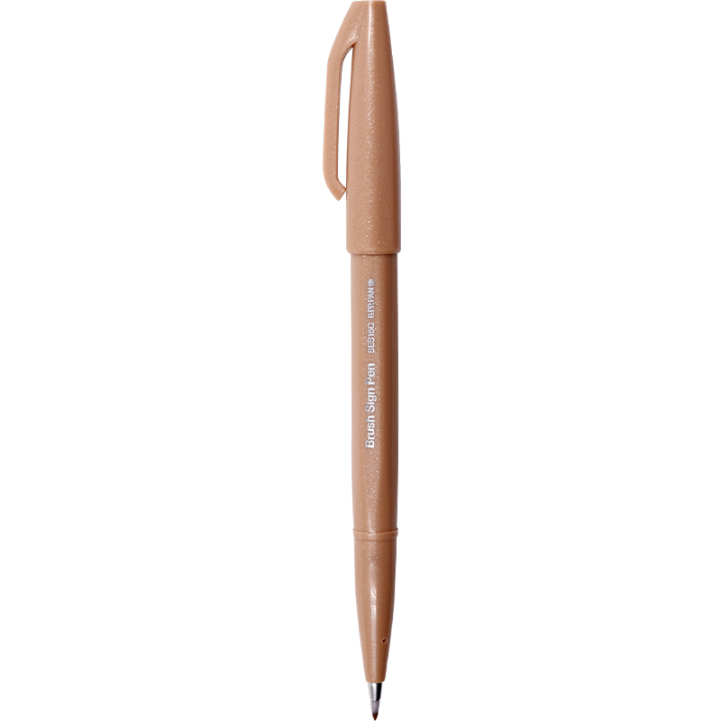 Pentel Colored Soft-Tip Gel Pen, Elastic Tip Water-Based Pen Touch, for Journaling, Letters, And Greeting Cards, SES15C Light Brow