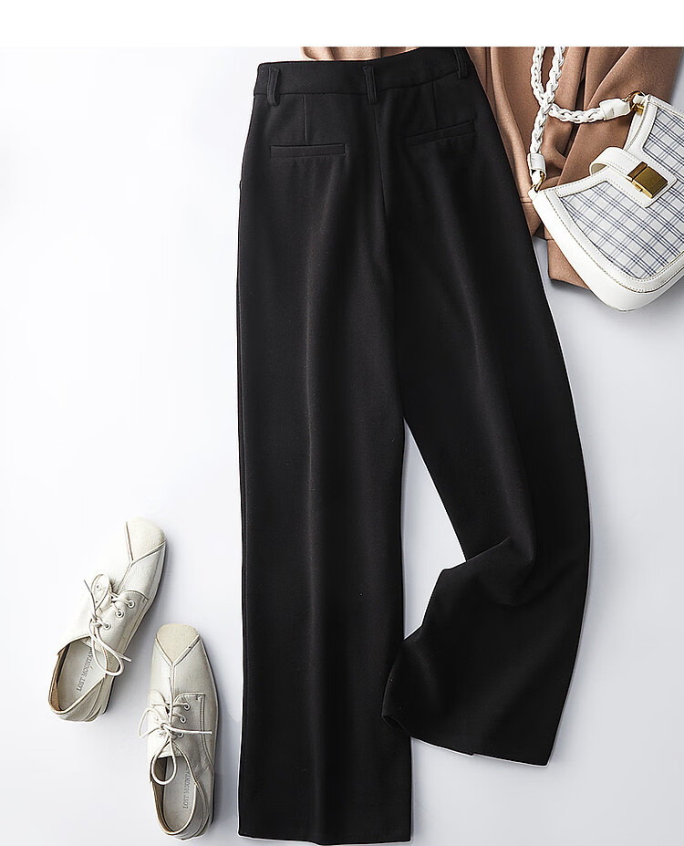 Dme [Long-Lasting Shape] Winter Mid-Rise Brushed Nine-Tenths Long Pants for Women, Slimming Straight-Leg Trousers, Warm Casual 12