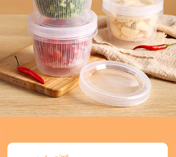 Baijie Round Green Onion Fresh-Keeping Box Onion Ginger Garlic Storage Box Refrigerator Draining Food Prep Box Set of 3 2