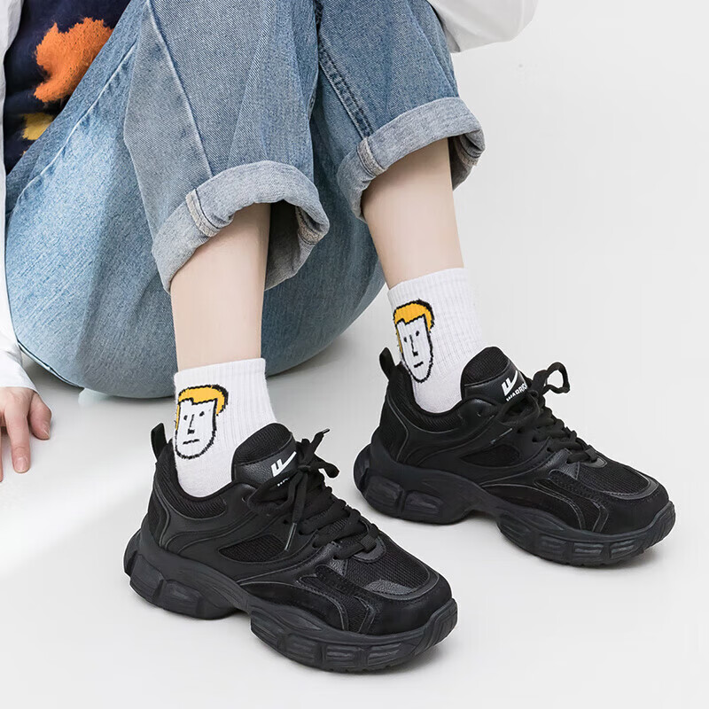 Warrior Comfortable Running Mechanical Style Dad Casual Shoes for Women KGH2338 Black Size 39