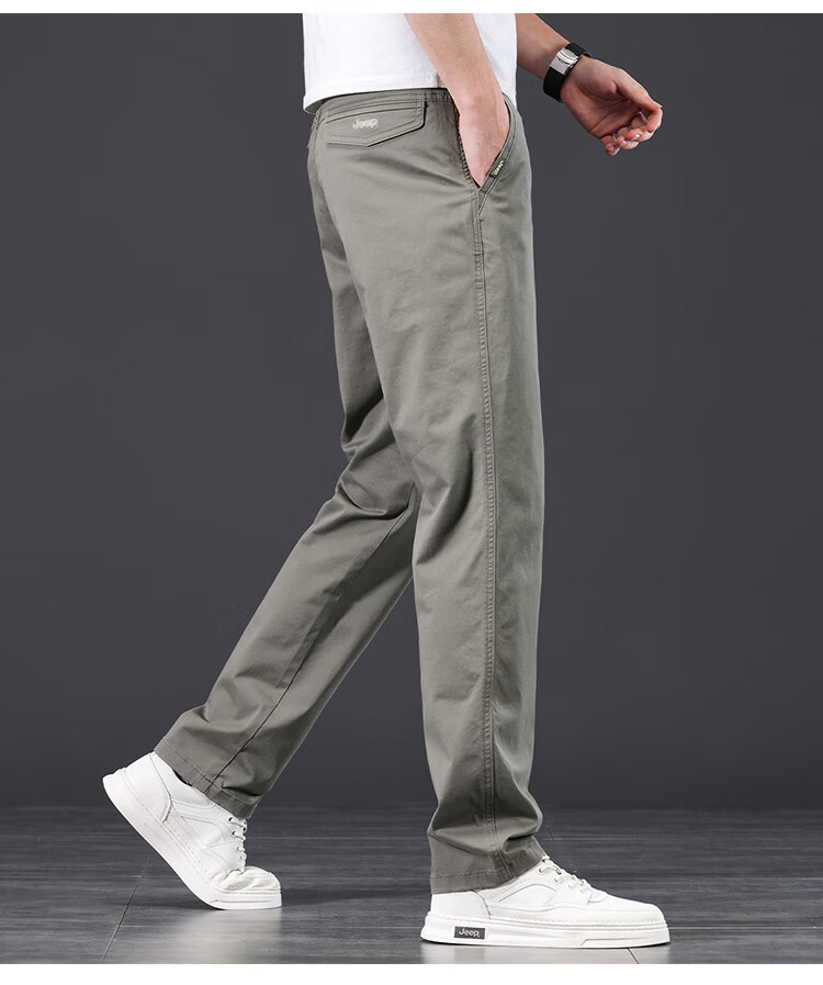 JEEP High-End Men's Casual Pants, 2026 New Summer Thin Loose Straight-Leg Business Pure Cotton Trousers for Me 16